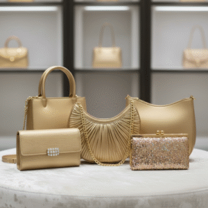 Home 137 golden hand bags for women